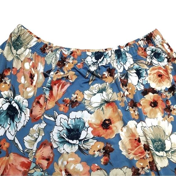 VINTAGE 80s Bedford Fair Blue Floral Skater Skirt - Picture 2 of 6